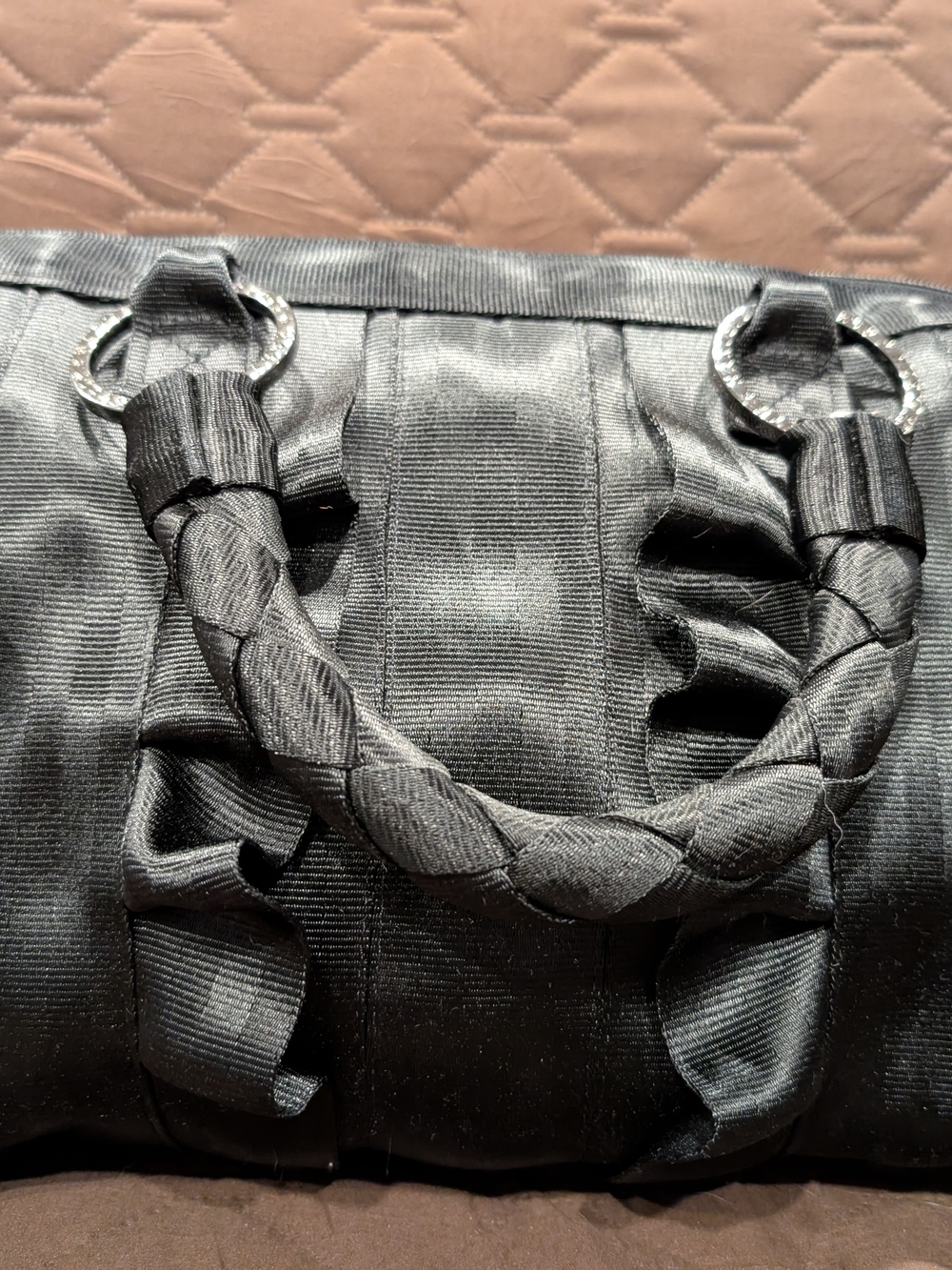 Harveys Black Seatbelt Braided Handle Tote Bag